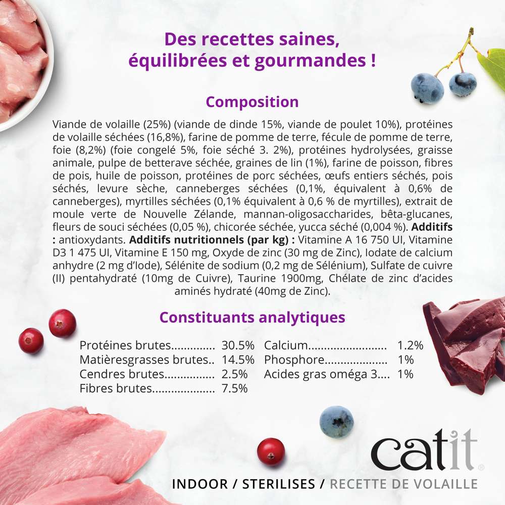 Croquettes pour chat stérilisé ou d'intérieur Volaille sans céréales - Catit Recipes - Image 4