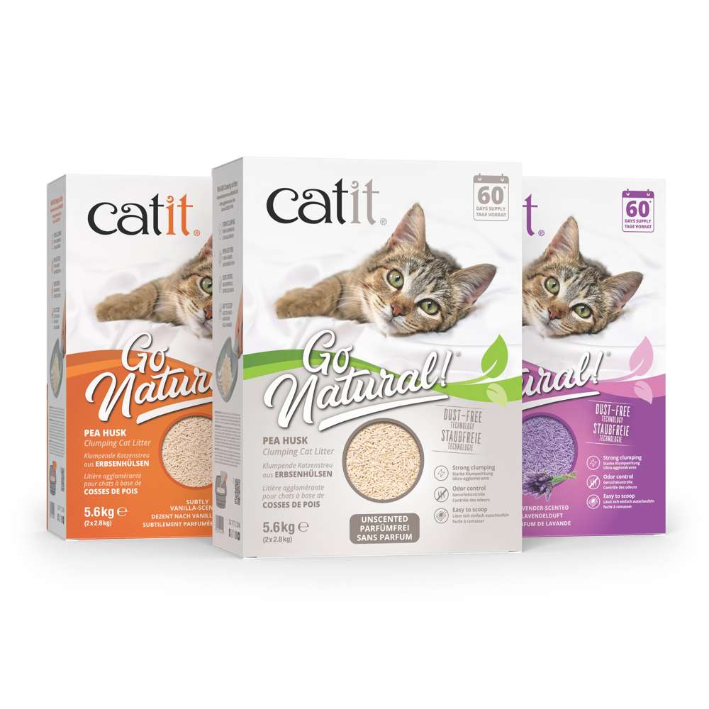 Litière agglomérante naturelle de cosses de pois pour chat