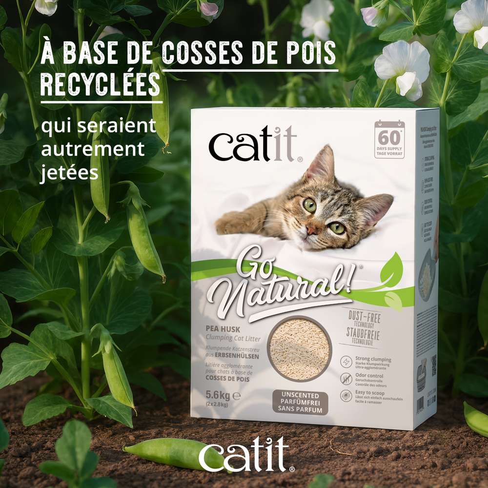 Litière agglomérante pour chat en cosses de pois recyclées - Catit Go Natural - Image 12
