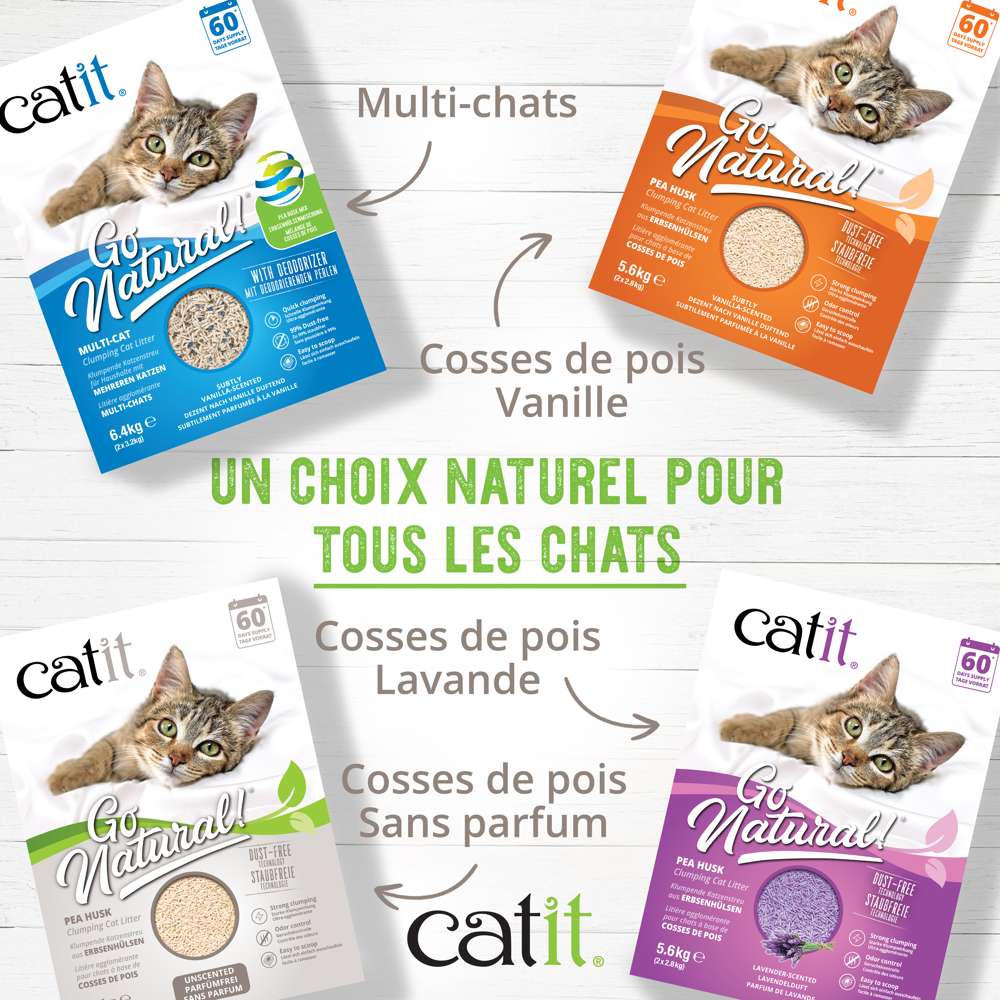 Litière agglomérante pour chat en cosses de pois recyclées - Catit Go Natural - Image 18